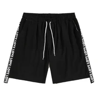 

New Summer Cotton Black Mid Waist Custom Letter print Tape Drawstring Sports Gym Man Shorts