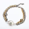 925 silver freshwater baroque pearl multi vermeil layered bracelets