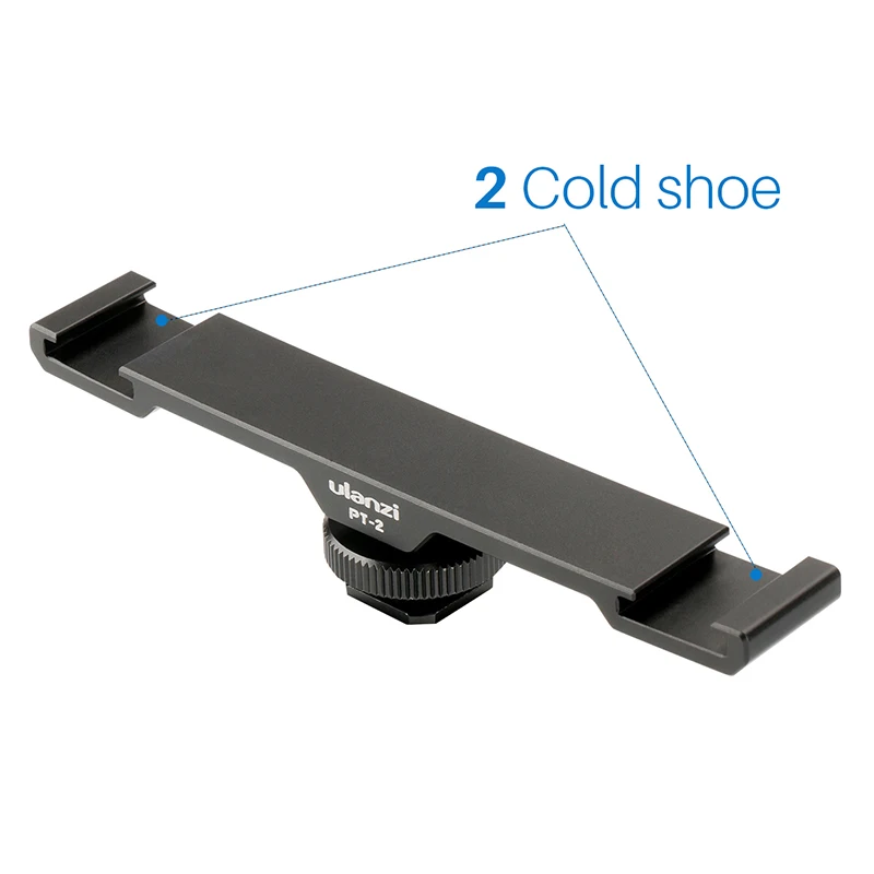 
HOSHI Ulanzi PT-2 Metal Cold Shoe Plate Universal 2 Hot Shoe Mount Extension Bar Dual Bracket 1/4