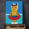 canvas painting cut cat picture of cartoon wall decoration art work canvas wall painting