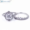 Tianyu gems PT950/14K/18k solid white Gold Ring 7*7mm princess cut forever one Moissanite engagement Ring set