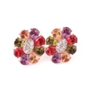 Hot selling Mona Lisa Colorful Crystal glittering Zircon Earrings Fashionable Diamond flower women jewelry stud Earrings