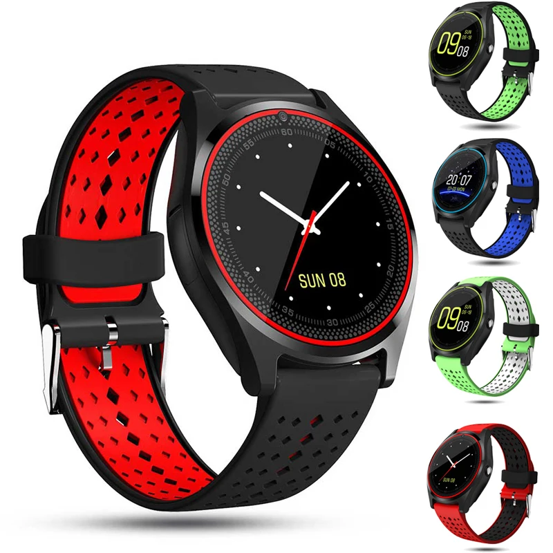 

2019 Good Quality 2G V9D Reloj Smart Watch Camera GSM Mobile Phone Watch Fitness Wristband Bracelet, Black/blue/red/green