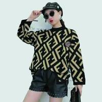 

Hot sale new arrival high neck loose knitted letter print brand woman sweater