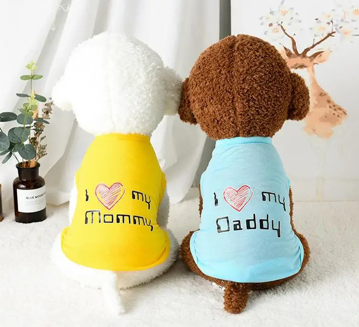 

Queena Dog Pet Clothes Summer I Love My Mommy Vest Sleeveless Dog T-Shirts Apparel
