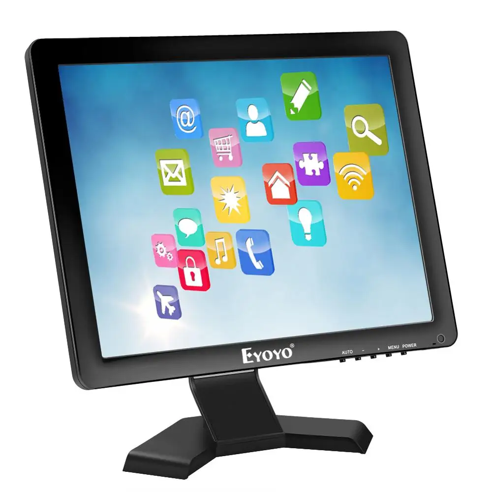 Eyoyo 15 Inch Touch screen Monitor HD-MI / VGA LED Monitor 4:3 Display 1024*768 Built-in Speaker for POS System Industrial