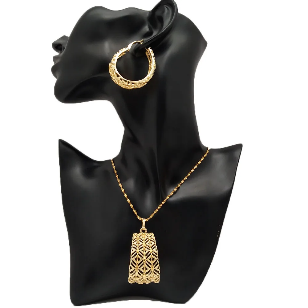 

wholesale high quality jewelry new designs jewelry gold charming Earring with pendant Sets for african Women, As the picture