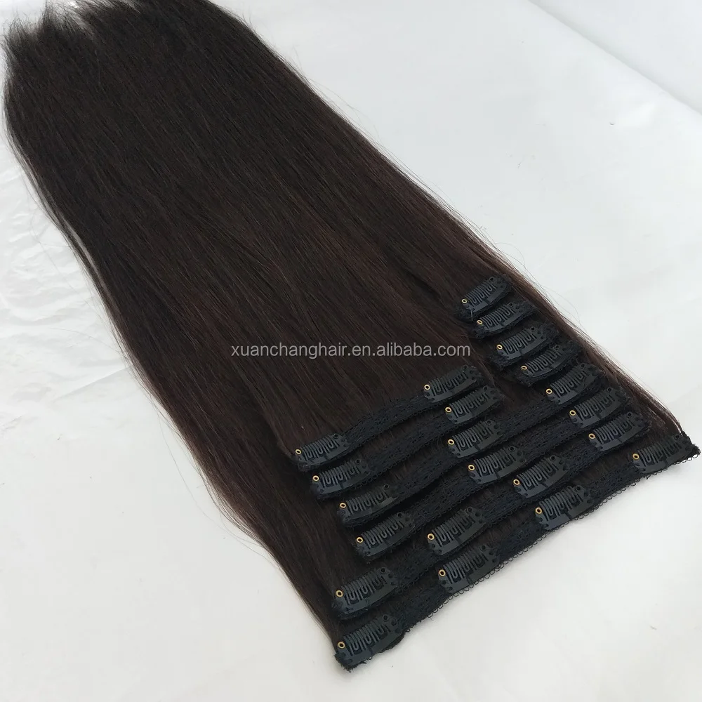 

seamless clip in hair extensions clip on pu weft, Medium brown;any color as your request