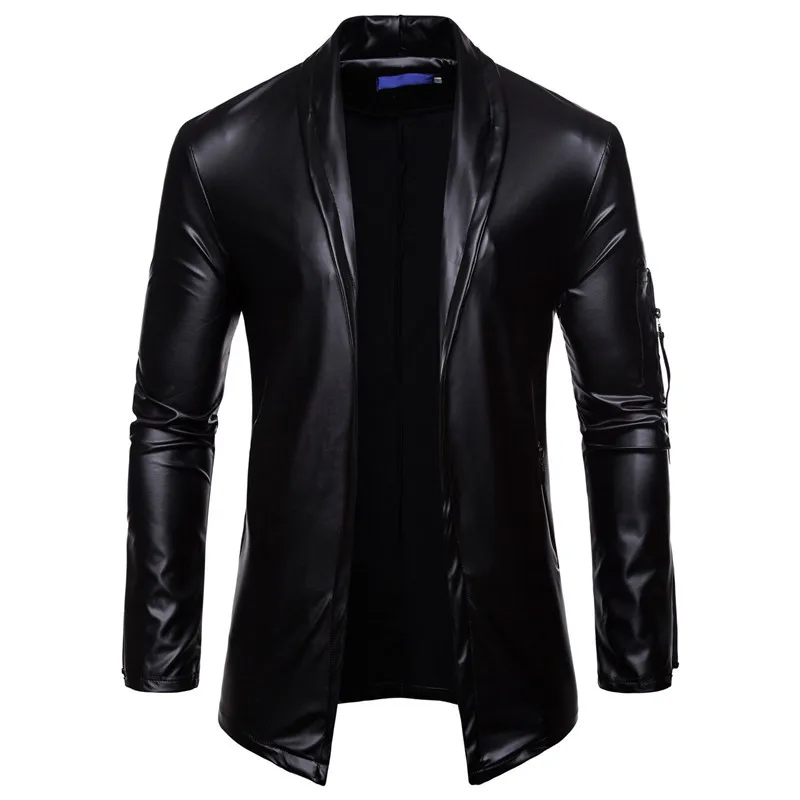 Fashion black motorcycle biker pu leather jacket