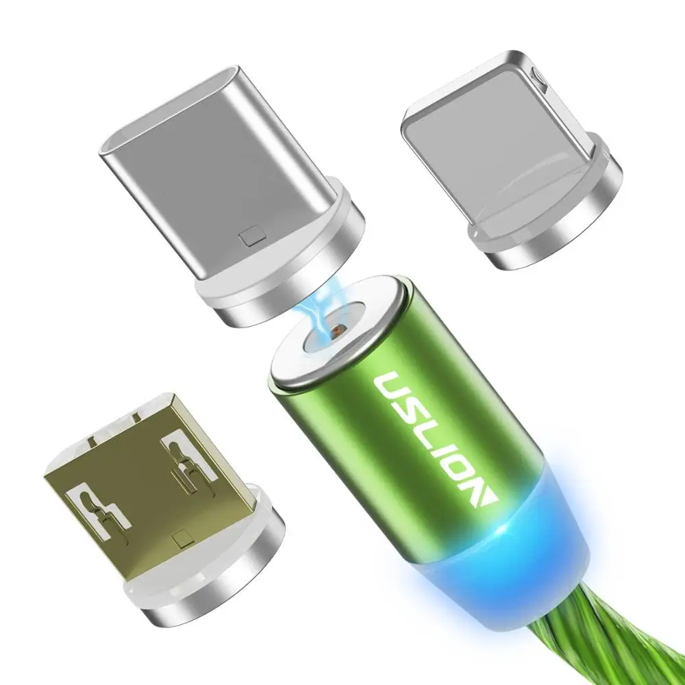 

LOVEBAY Fluorescence Luminous Light USB Cable 360 Rotation Magnetic Cable For Type-C MIcro-USB, Rose red;blue;green