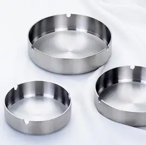 Image of wholesale 100pcs Top Quality Fashionable Round Ashtray Metal Funny Ash Tray Creative Stainless Steel Ashtray