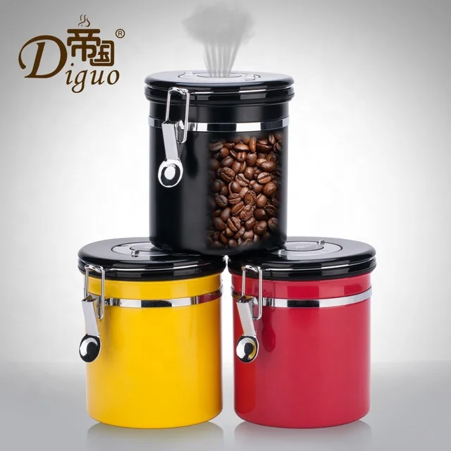 

2021 Amazon Hot Sale 800ml 1200ml Colorful Stainless Steel Airtight Canister For Sugar Food Coffee Bean Tea