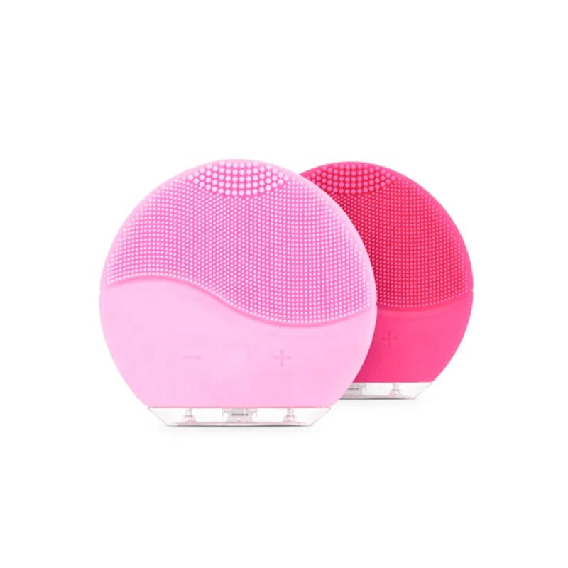 

USB Rechargeable Facial Cleansing Silicone Face Brush Massager, Pink/peach
