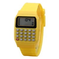 

Hot children Calculator Watch live LED Clock Kids Silicone Multi-Purpose Date Time Electronic Digital Wrist Watch SW038