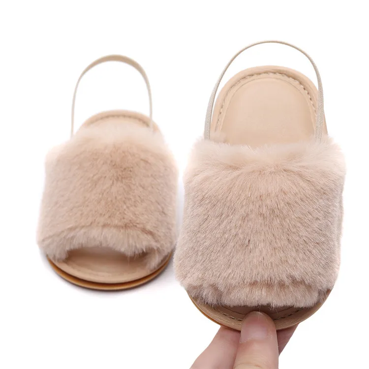 2019 Infant Baby Sandals Slippers Faux Fur Baby Summer Shoes Hard Sole Toddler Girls Boys Sandals