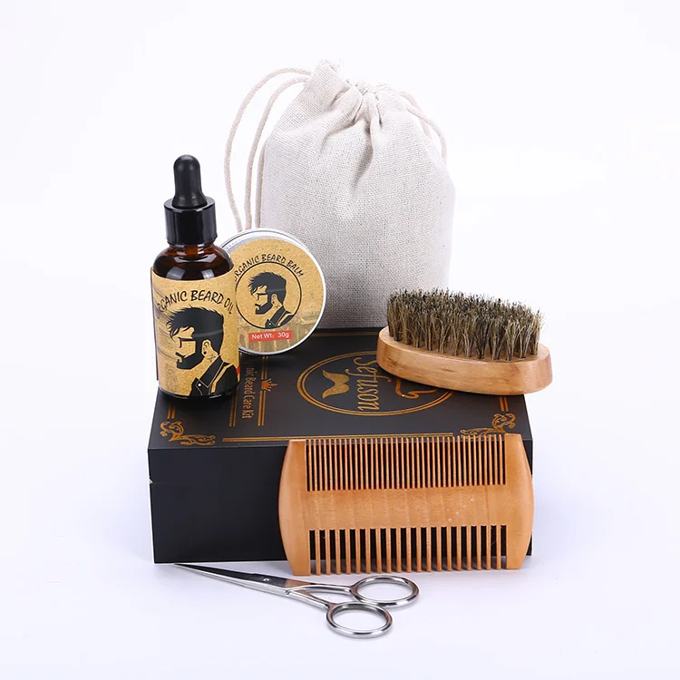 

Mens boar bristle and beech wood beard brush set beard grooming kit, N/a