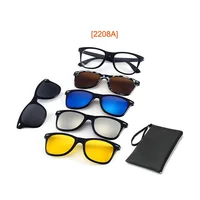 

2208A Unisex 5 in 1 clip on sunglasses magnetic Polarized Night vision Sun Glasses