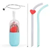 A Portable Custom Logo Biodegradable Bubble Tea Folding Reusable Silicone Drinking Straws In Bulk