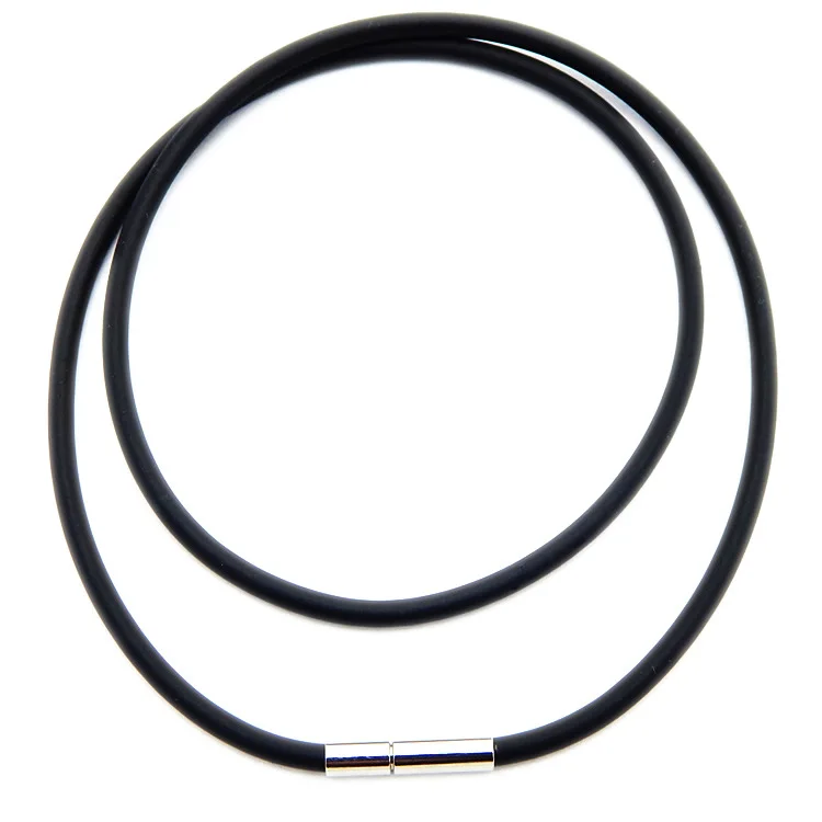 

Adjustable Black Environmental Nickel free Rubber Cord Necklace 20inch with stainless steel Clasp