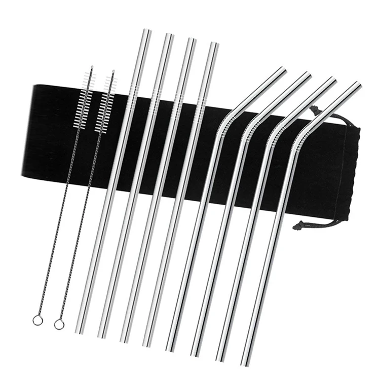 

Food Grade Black Wide Bent 10.5 Long For 30 oz Tumbler Bent Stainless Steel Straws With Case And Cleaner, Original color