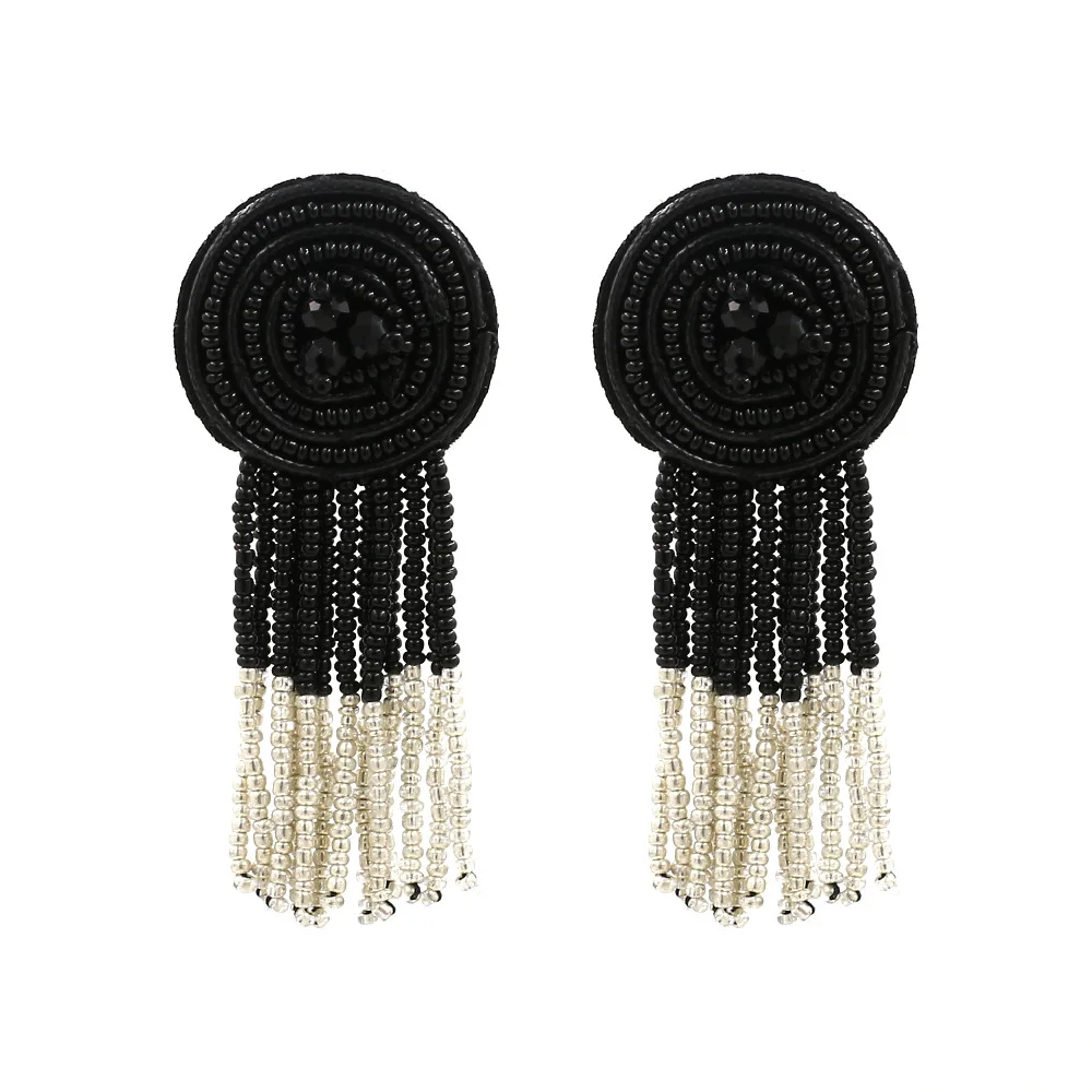 

Wholesale ZA Handmade Resin Beads Tassel Earrings For Women Boho Statement Dangle Long Earrings Jewelry (KER304), Same as the picture