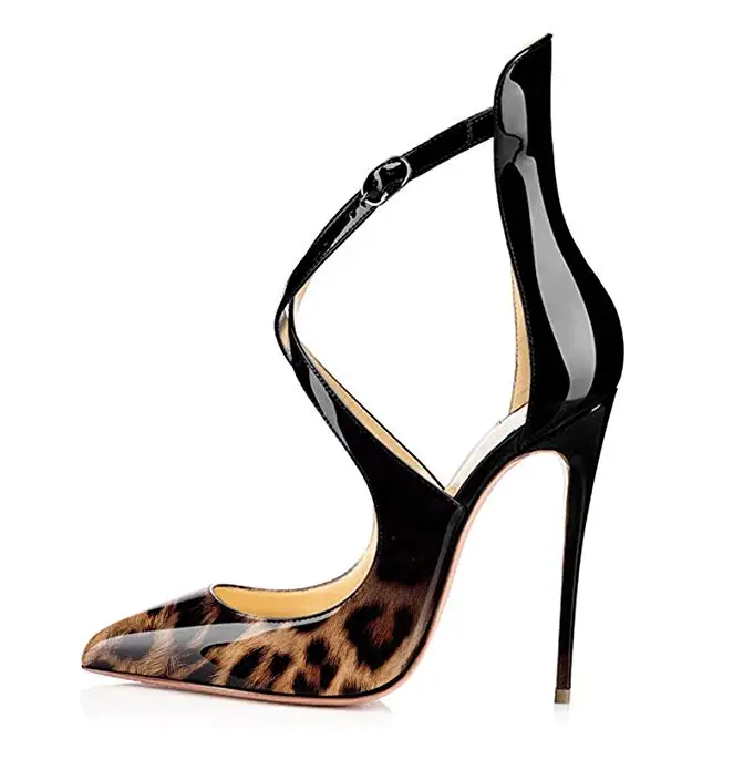 

Luxury Sexy High Heel Custom Leopard Print Pointed Toe Shoes, Customized