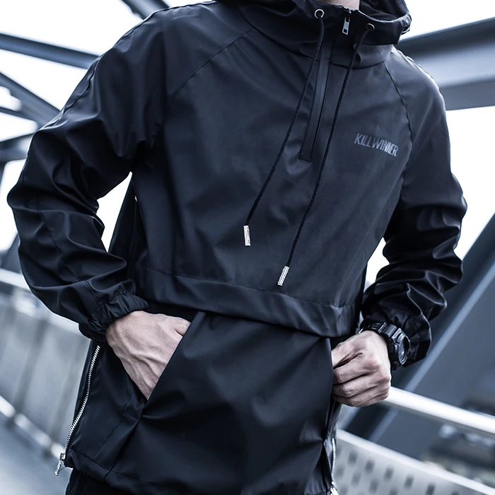 

Killwinner multifunction streetwear brand black couple tops outdoor pu leather waterproof sports fashion bomber jacket men
