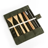 

Eco Friendly Bamboo Travel Utensils Reusable Set bamboo cutlery with Case and Gift box