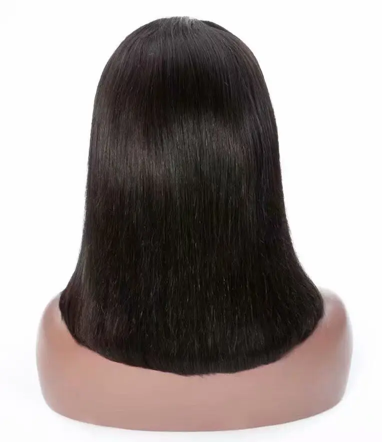 

10A 150% density real natural virgin brazilian short bob wave 360 lace human hair wig for black women