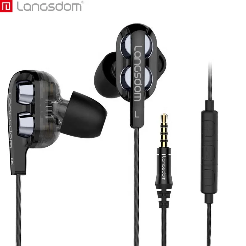 Langsdom D4x Double Driver Earphone Wired Dual Speaker Fashionable ...