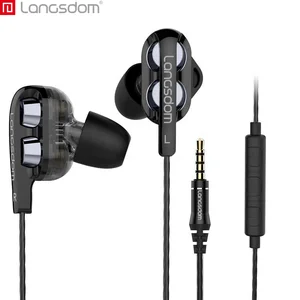 Langsdom D4X Double Driver Earphone Wired Dual Speaker Fashionable Earphones With Mic