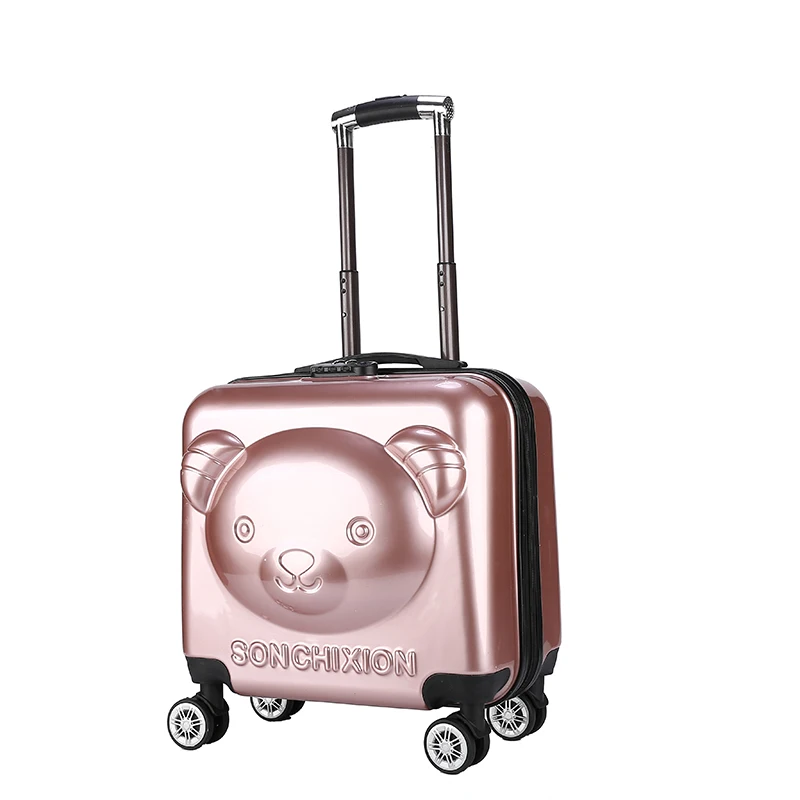 

High quality color children cartoon bear boarding kids print cute children ride on luggage suitcases, Colorful