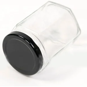 Image of 2019 Classic Hexagonal Shape Glass Jar For Jam, Honey And Caviar 180ml 280ml 380ml