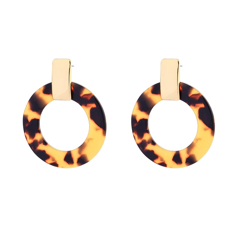 

me00222 925 Silver Post Acrylic Leopard style Turtle Gold Copper Earrings For Girls Gift