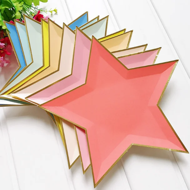 

star paper plate disposable party cutlery dishes birthday party decorations, Colorful