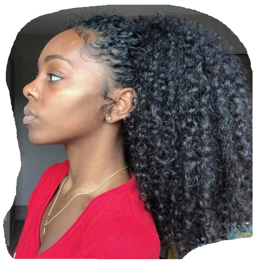 

1pc 18inch Brazilian afro kinky curly Human Hair Ponytail for black women Drawstring Ponytail Natural Hair 140g