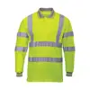 Reflective Polo Long Sleeve T shirt Safety Top Hi Vis Quik Dry Yellow