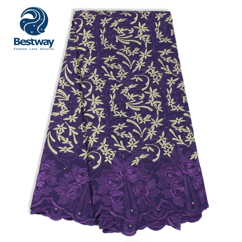 Bestway high quality cotton voile fabric african embroidery swiss voile lace
