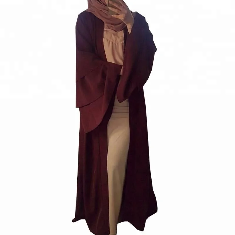 

New collection muslim woman dress new arrival wholesale price malaysia soft polyester abaya, Black;wine red;khaki