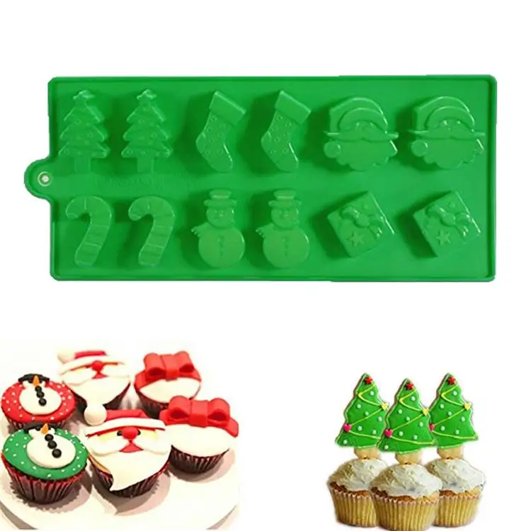 

Heat Resistant Standard Christmas-theme Cake Silicone Mold, Red and green or according to your request .