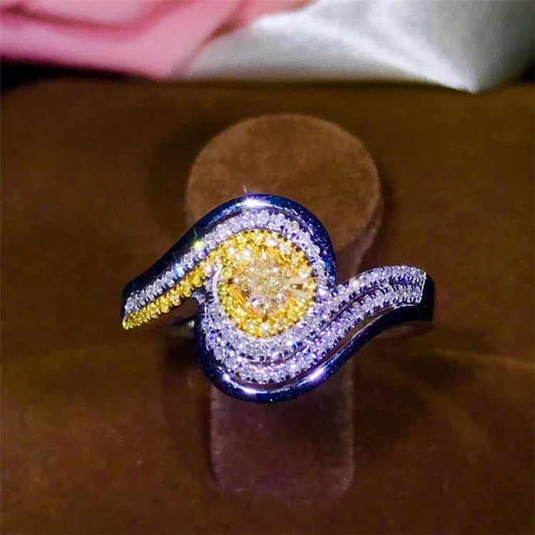 

women silicone wedding jewelry 18k gold South Africa real diamond natural yellow diamond ring for women