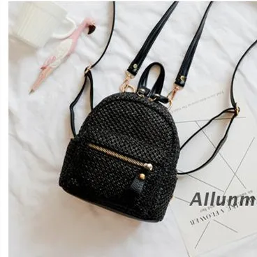 

Summer straw mini shoulder bag fashion tide beach travel straw knitting single shoulder mini backpack, Custom made