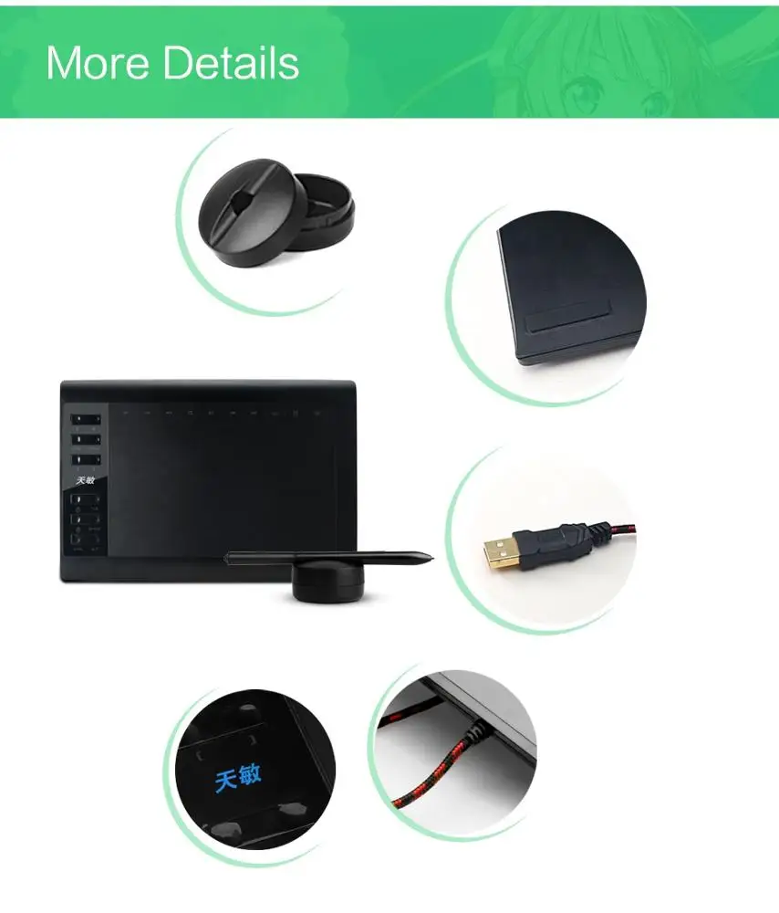 
Computer USB Portable PEN TABLET with 8192 levels passive pen 