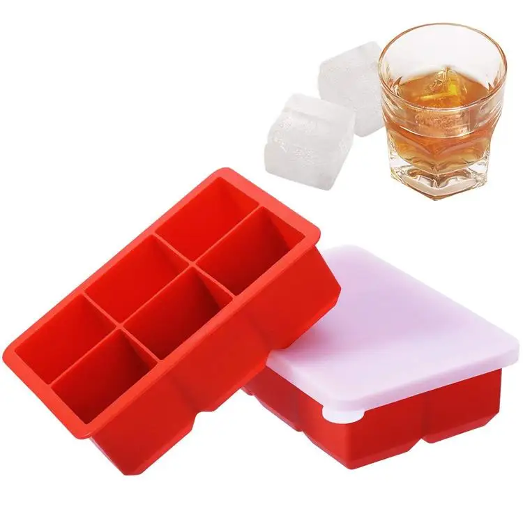 

Collapsible 6 Cavities Square Shape Silicone Ice Cube Tray With Cover For Chilling Water Beer Whiskey Cocktails Kitchen Tools, Black,dark blue,green,yellow,red,orange