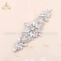 

LG1366 Rhinestone Applique,Bridal Sash Applique,Bead motifs Small Wedding Belt Applique