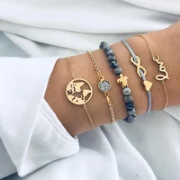 

5Pc/Set Bohemian Turtle Charm Bracelets Bangles For Women Fashion Gold Color Strand Bracelets Sets Jewelry Party Gifts