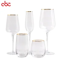 

Mouthblown Lead-free Crystal Gold Rim Goblet Red Wine Glass Tumbler Wine Glass Box Gift Set