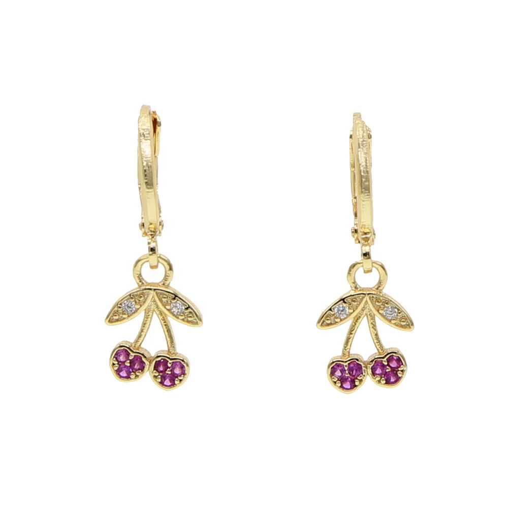 2019 summer delicious fruit lovely cherry charm small hoop earring