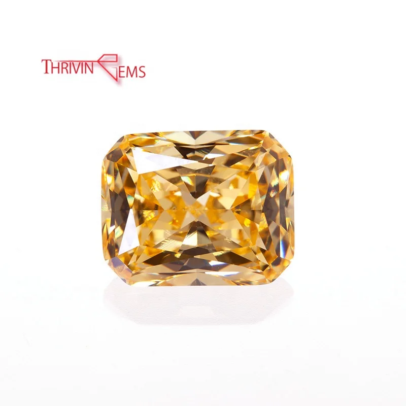 

Thriving Gems Factory Price AAA Garde Rectangle Cut Gemstone Golden Yellow Loose Cubic Zirconia