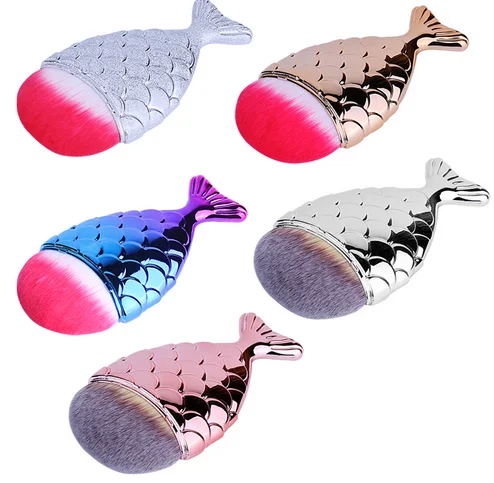

Custom Logo High Quality Lovely Single Fish Shape Foundation Brush Mermaid Makeup Brush, N/a